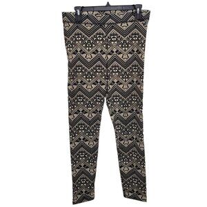 PINK Victoria's Secret Beige + Black Tribal Aztec Print Casual Leggings Size L